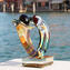 Lovers Sculpture Hug Chalcedony - Original Murano Glass