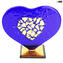 Cuore Amore - blu con oro 24 carati - Vetro di Murano originale Omg