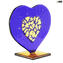 Heart Love - Blue glass with pure gold - Original Murano Glass Omg