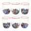 Set di 6 Bicchieri - Millefiori e orlo rosso - vetro di Murano Originale