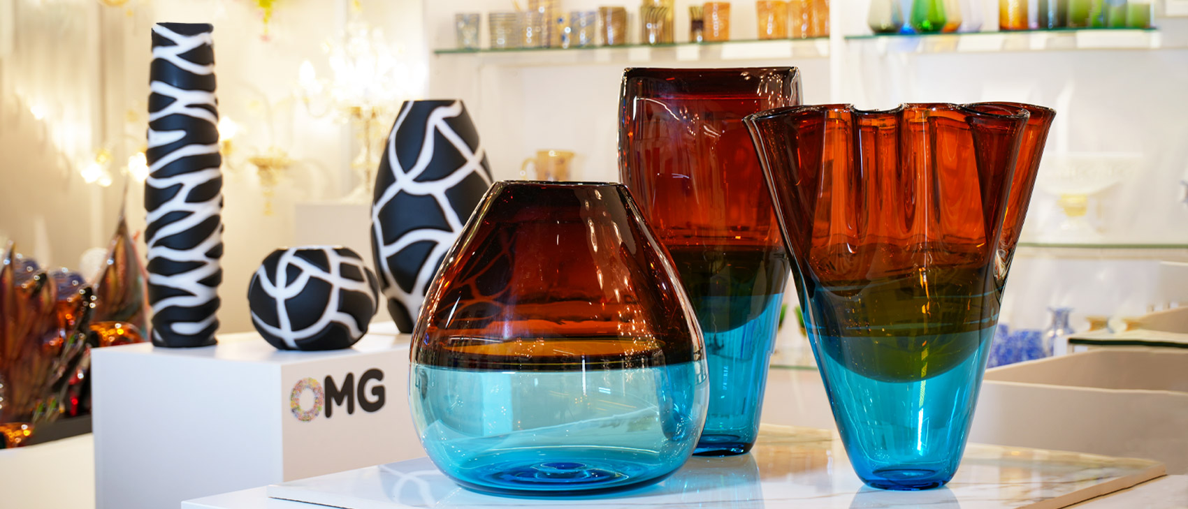 MURANO GLASS ムラーノグラス イタリア 花瓶 - アンティーク雑貨