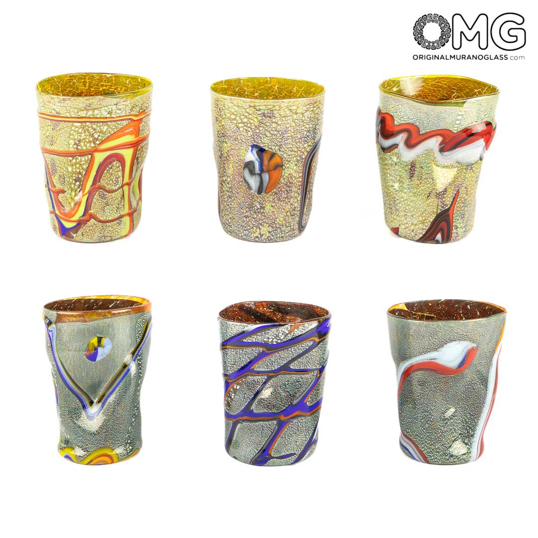 Drinking Glasses Tumblers Murano Sets: Drinking Glass Tumbler Set - Crackle  effect