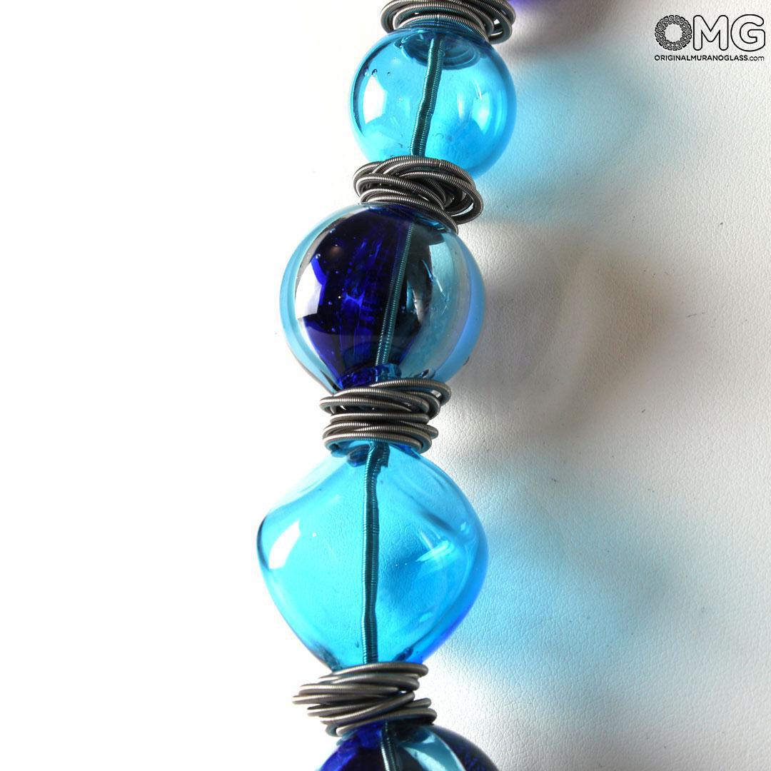 Murano Glass Large Twisted Blue/Aqua Beads - includes 4 beads