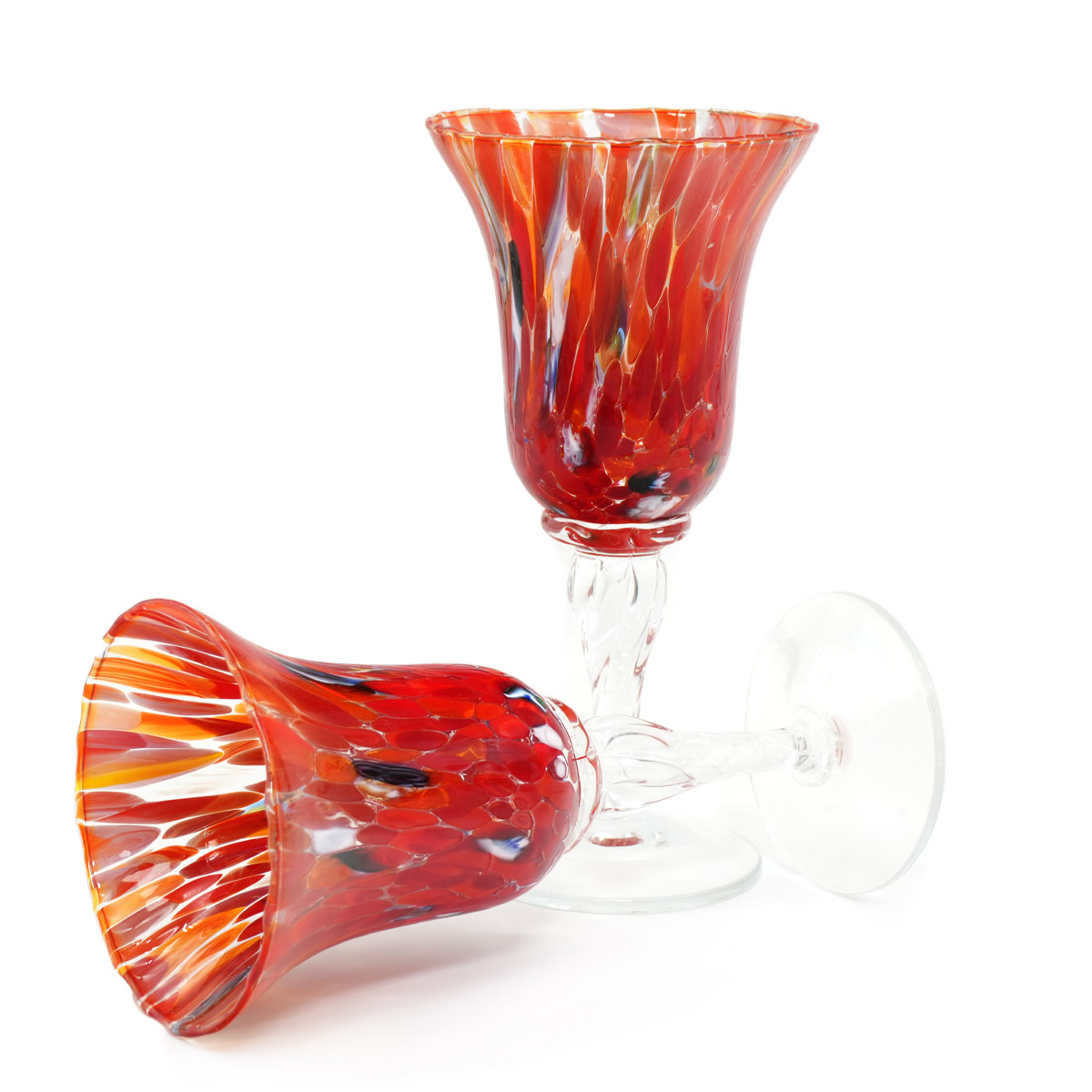 Bicchieri da Vino e Flute Collezione: Set di 6 bicchieri da vino - Rossi -  calici in vetro originale di murano