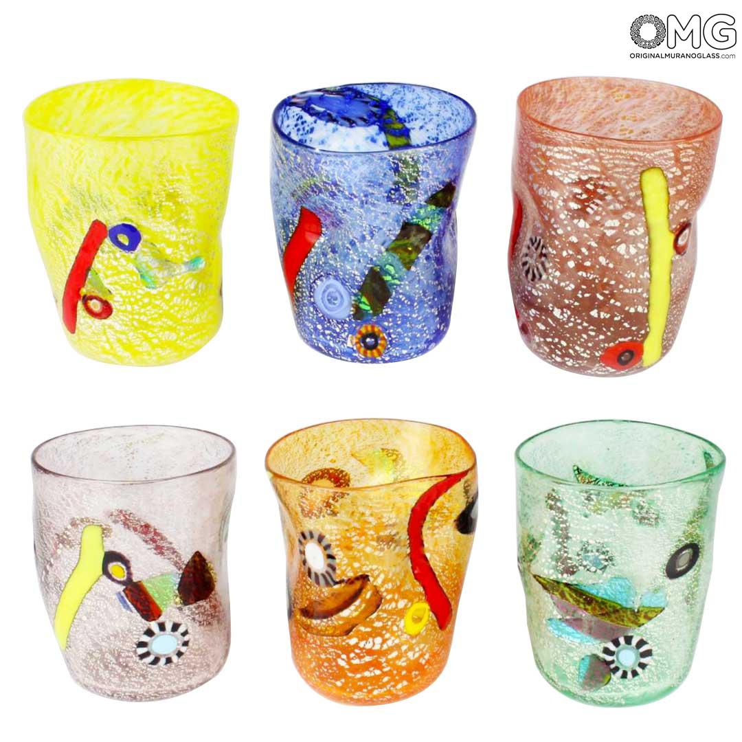 Drinking Glasses Tumblers Murano Sets: Set of 6 Drinking glasses -  Pescheria - Original Murano Glass OMG