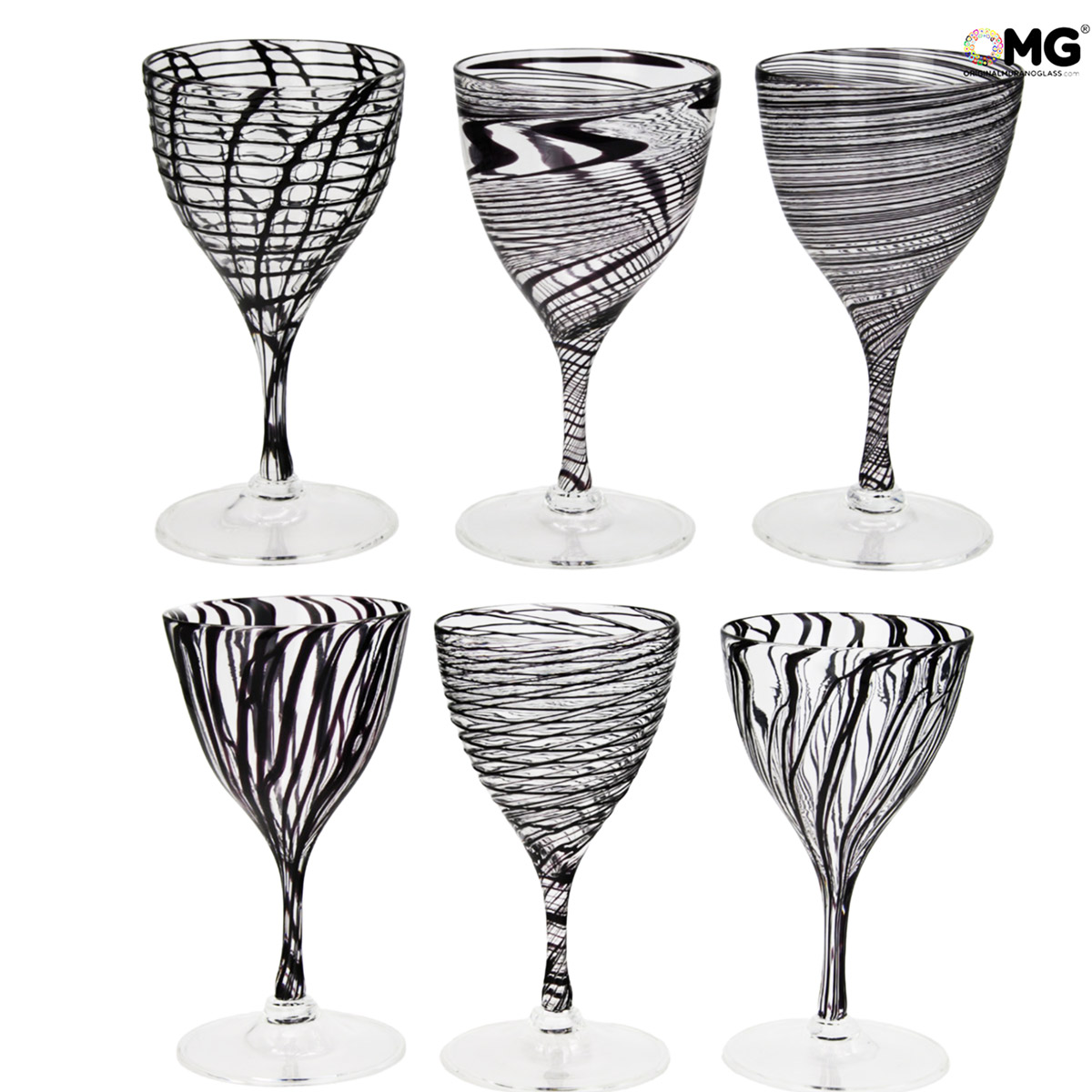 Wine Glasses - Flutes Collection: Drinking Glass - black lines 