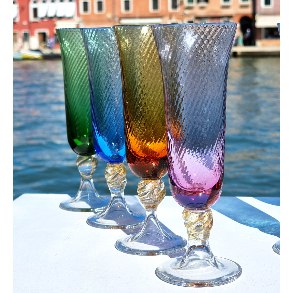 Bicchieri da Vino e Flute Collezione: Bicchieri Blu - Set di 2 Flute  Classici