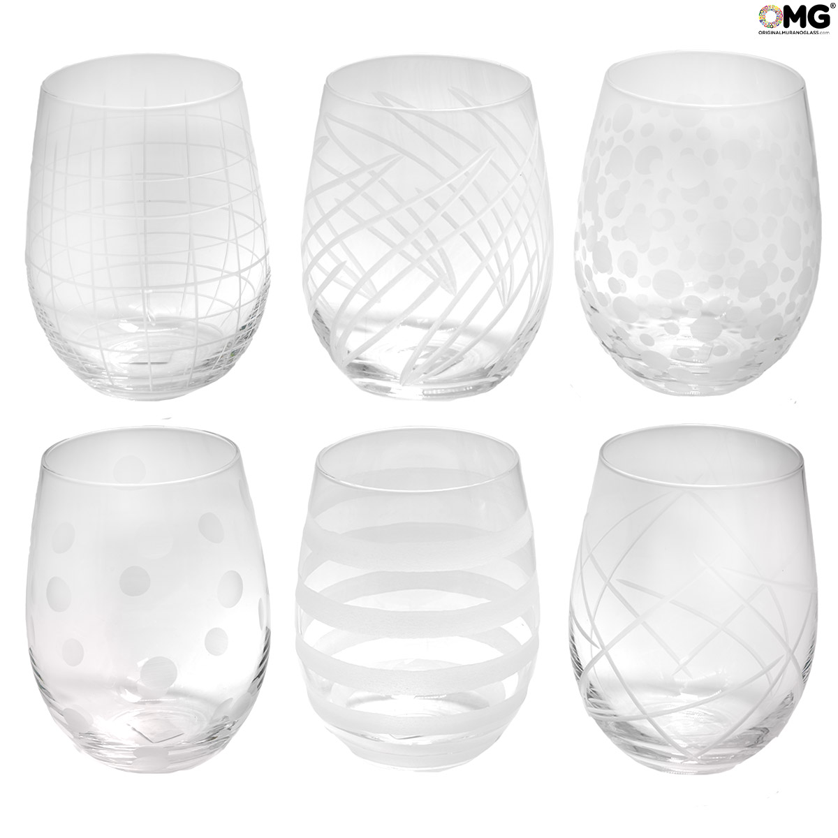Murano-style Pastello Indented Drinking Glasses Set of 6 