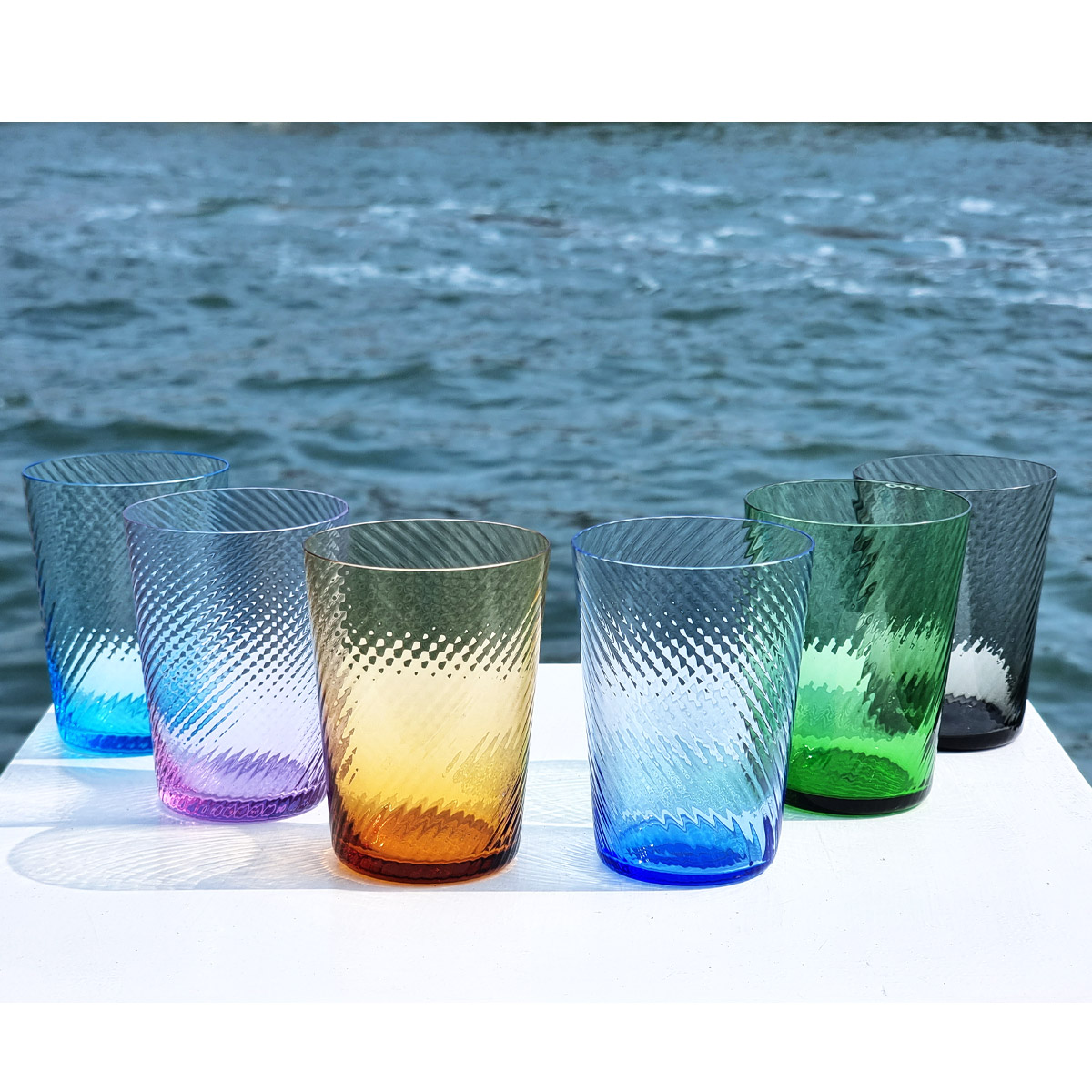 Drinking Glasses Tumblers Murano Sets: Drinking Glass Tumbler Set - Twisted