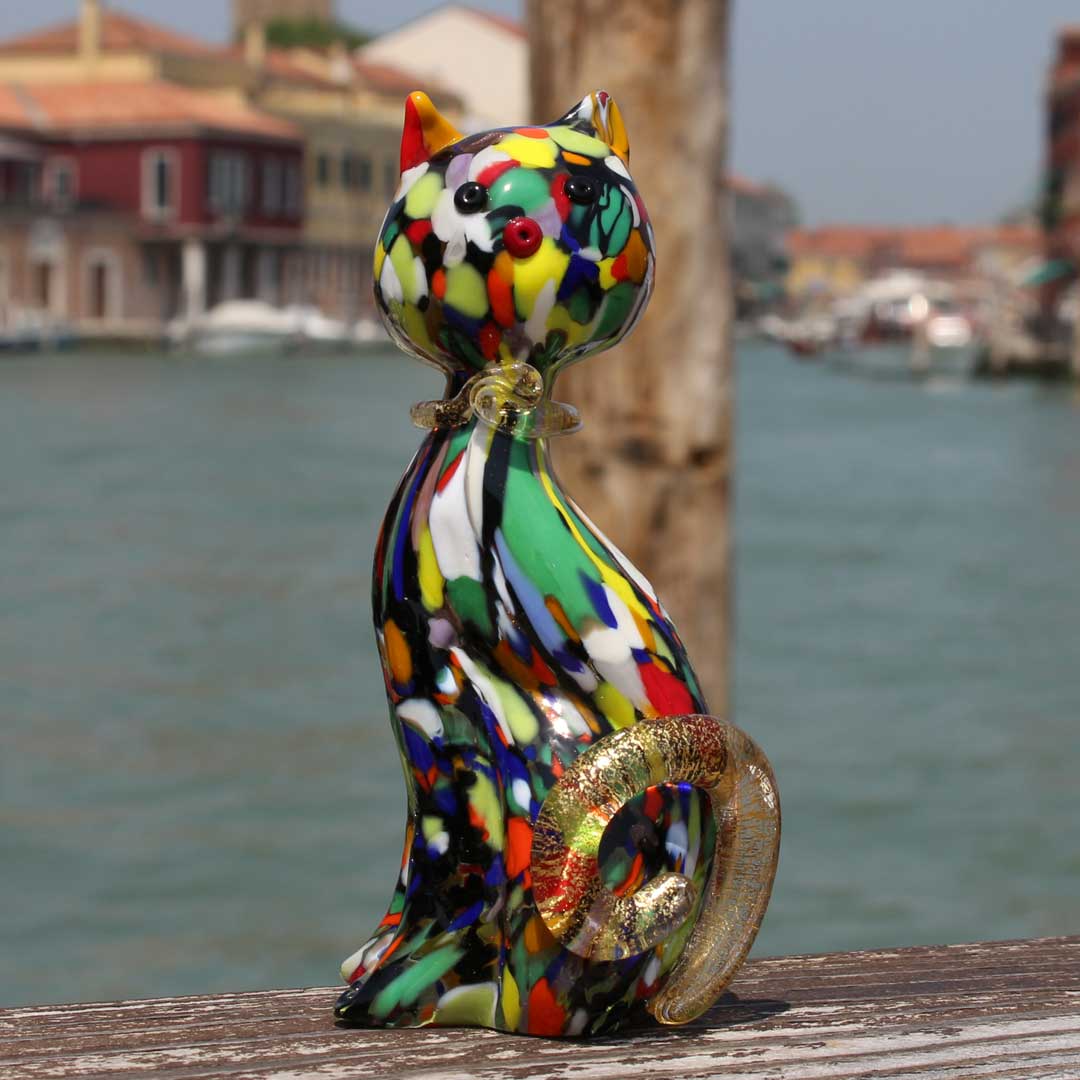 directory Worstelen Confronteren Cat Figurine - Orgianl Murano Glass Handmade