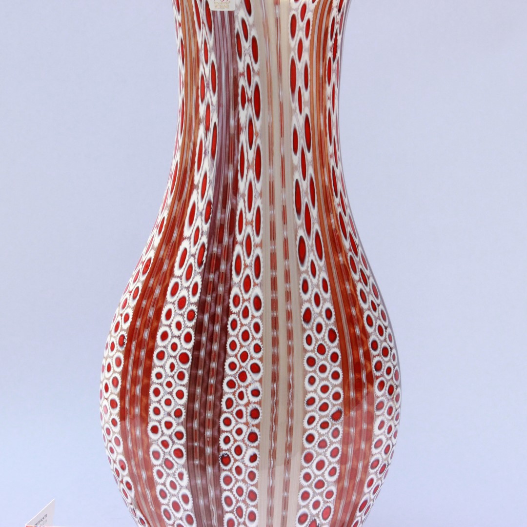 花瓶ミルフィオリ アベンチュリーナ赤と茶色 オリジナルムラーノグラスomg
