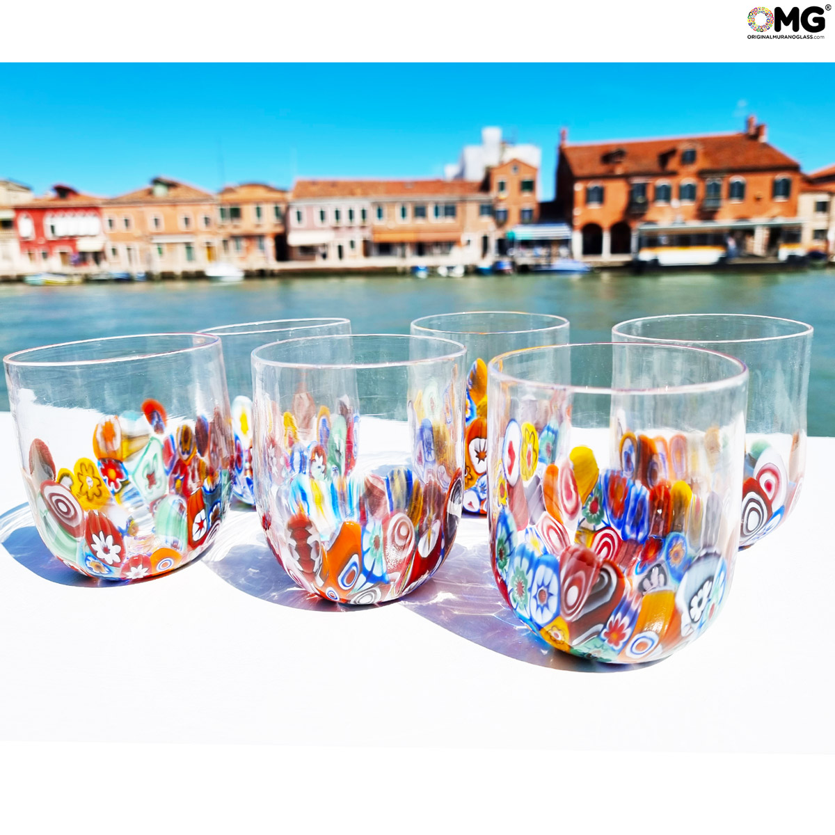 Murrine Murano Glass Alta Drinking Glasses, Set of 6