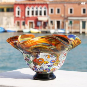 Piatto in vetro di Murano multicolore da esposizione