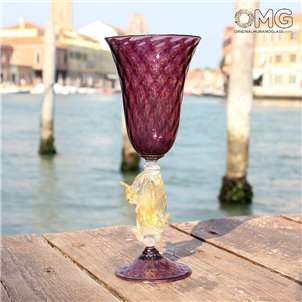 ベネチアンゴブレットグラスティペッティ-ムラノグラス脚付きグラス