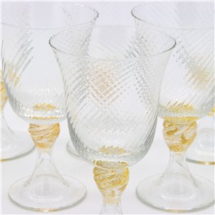 Vintage Murano Wine Glasses with Gold Threading – fleurdetroit