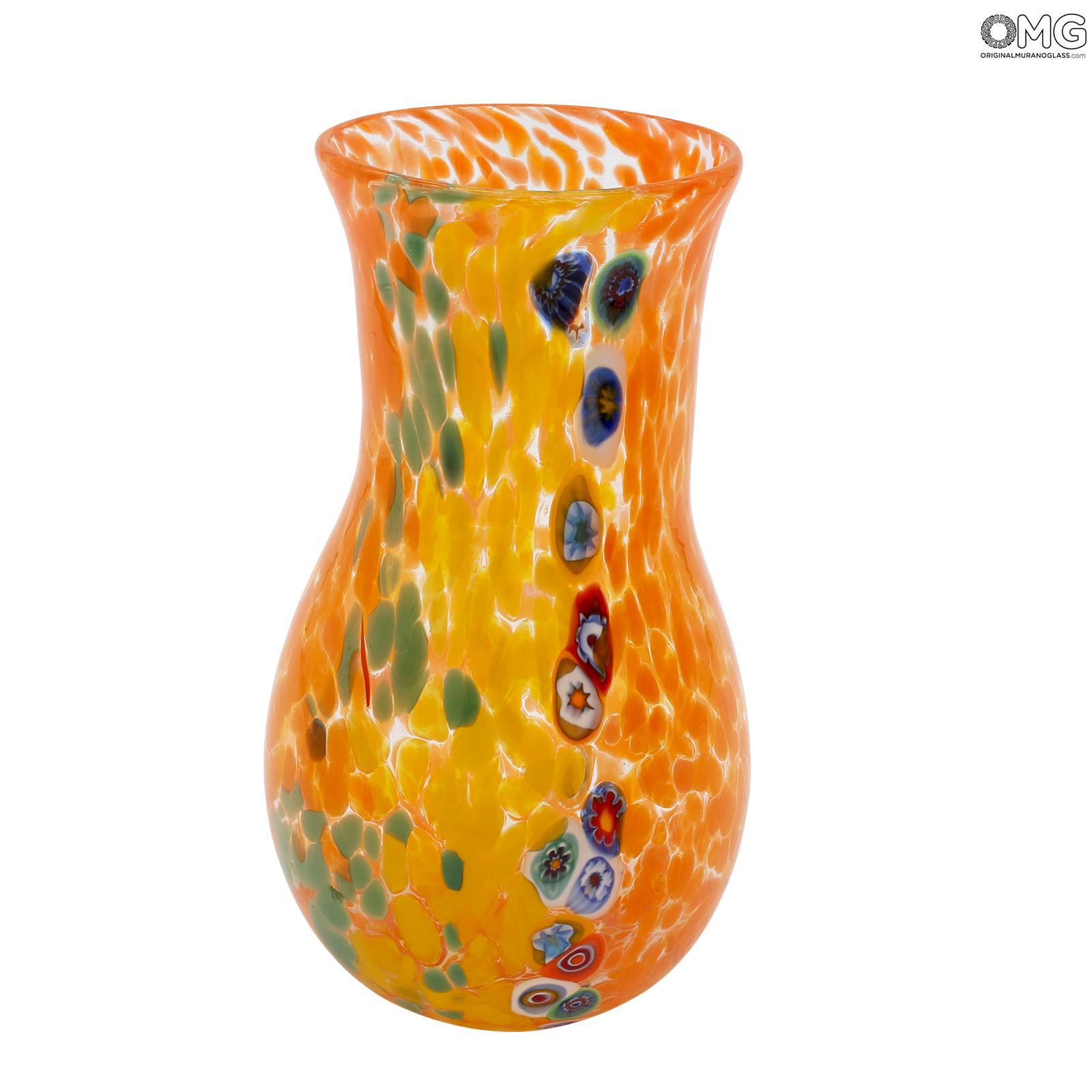 Vases Blown Collection Vase Bottle Rainbow Orange Original Murano Glass Omg