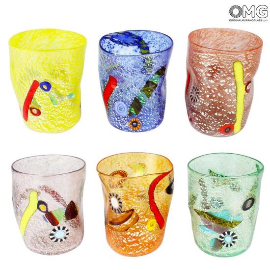 Drinking Glasses Tumblers Murano Sets: Fruit - Set of 6 Drinking glasses -  Mix colors Tumbler Goto - Original Murano Glass