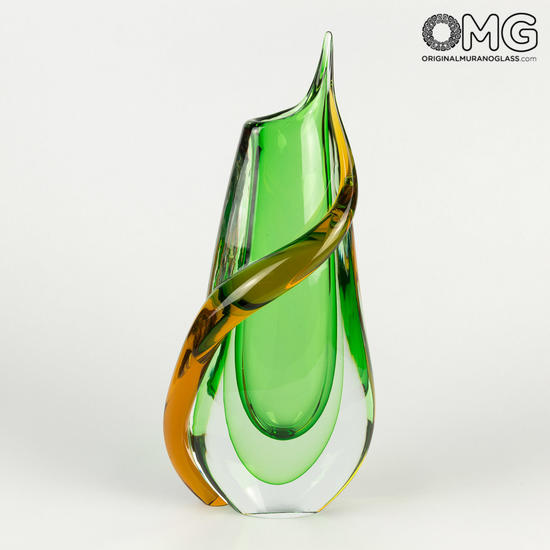 Vase Calla - Deep Green Sommerso - Original Murano Glass OMG