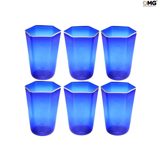 Drinking Glasses Tumblers Murano Sets: Set of 6 Drinking glasses - Light  Millefiori - Original Murano Glass OMG