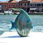 Pesce azzurro con foglia argento - Vetro Murano Originale OMG 